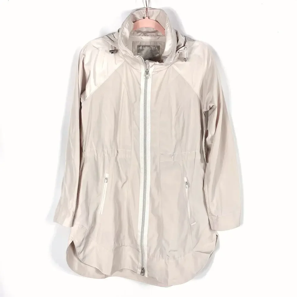 Athleta Drip Drop Jacket Pink Full Zip Hooded Water Repellent Rain Coat‎ Sz XS - Picture 3 of 11